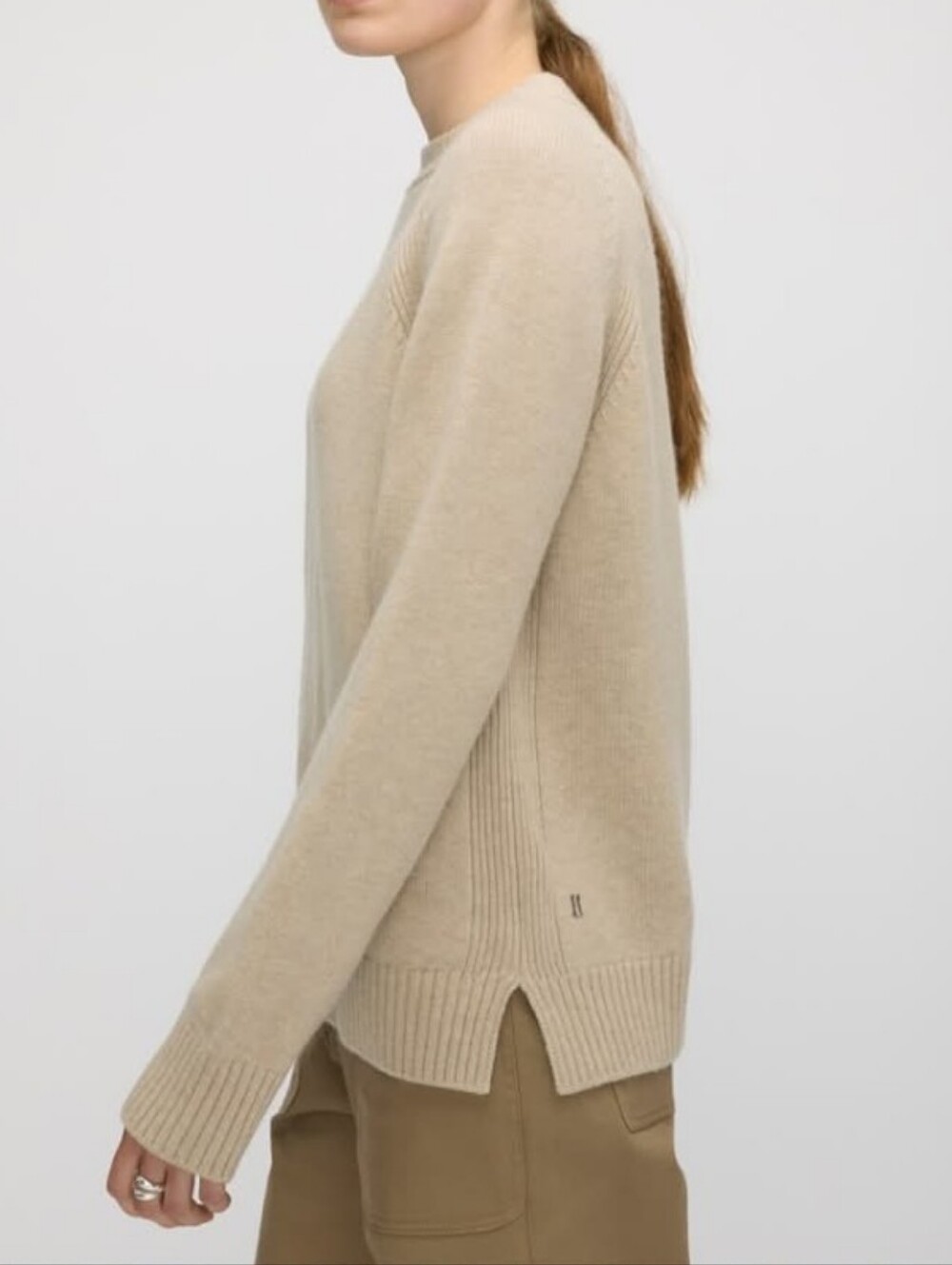 Women's Crewneck Knit Sweater in Beige